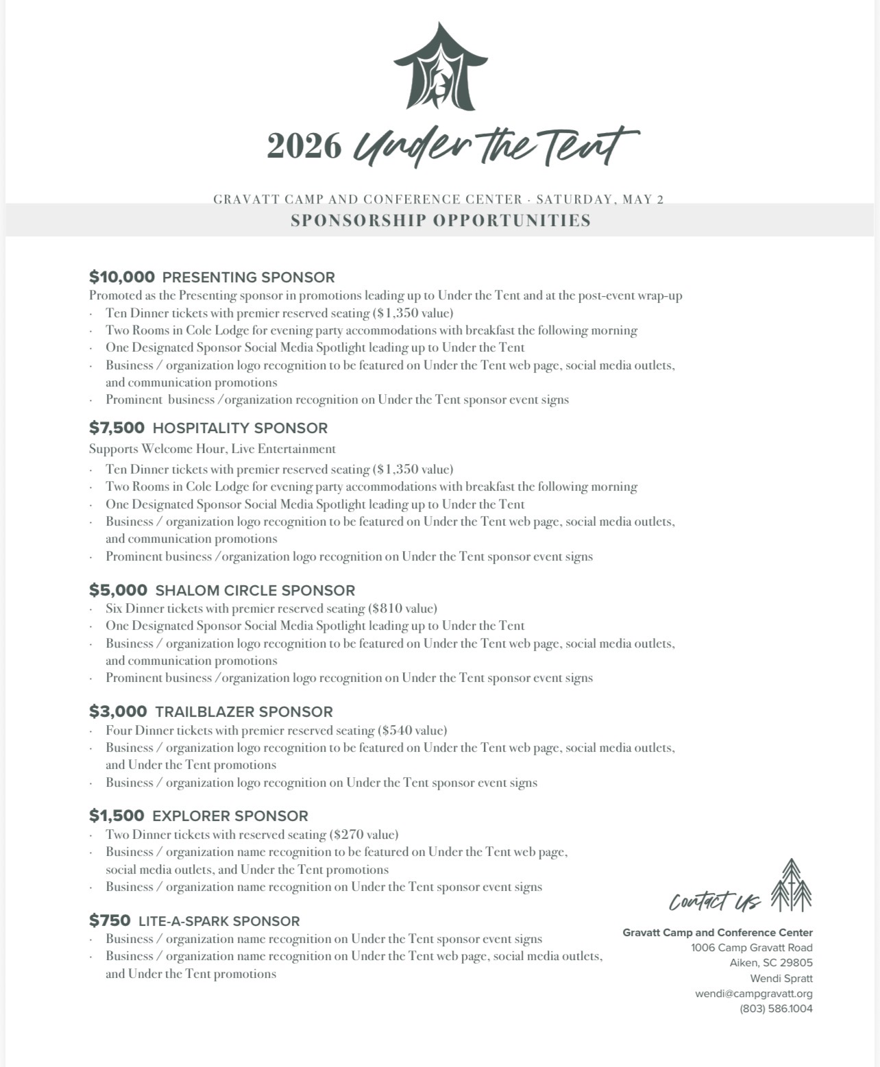 Become a sponsor for Under the Tent 2025!